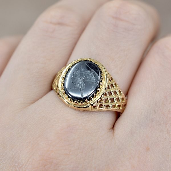 Vintage Hematite Signet Ring