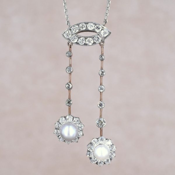Diamond and Pearl Double Drop Pendant