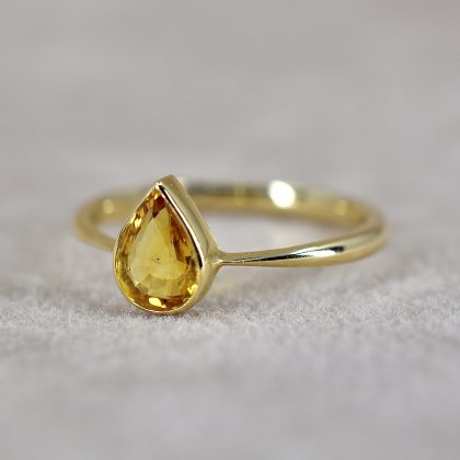 Pear Cut Yellow Sapphire Ring