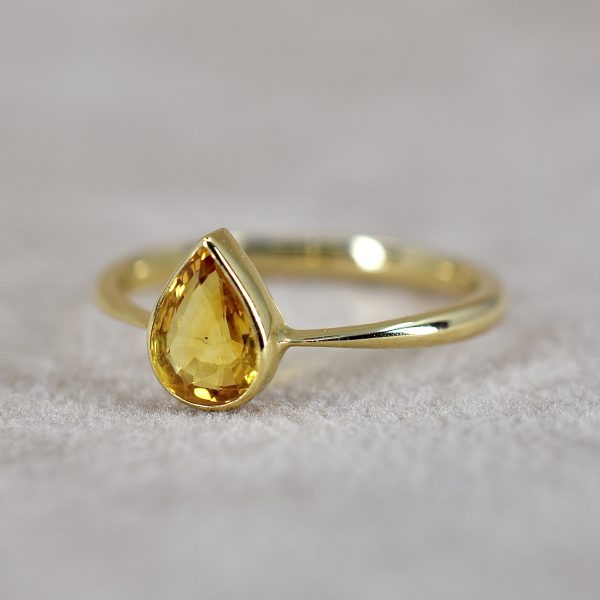 Pear Cut Yellow Sapphire Ring