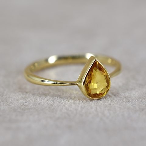 Pear Cut Yellow Sapphire Ring