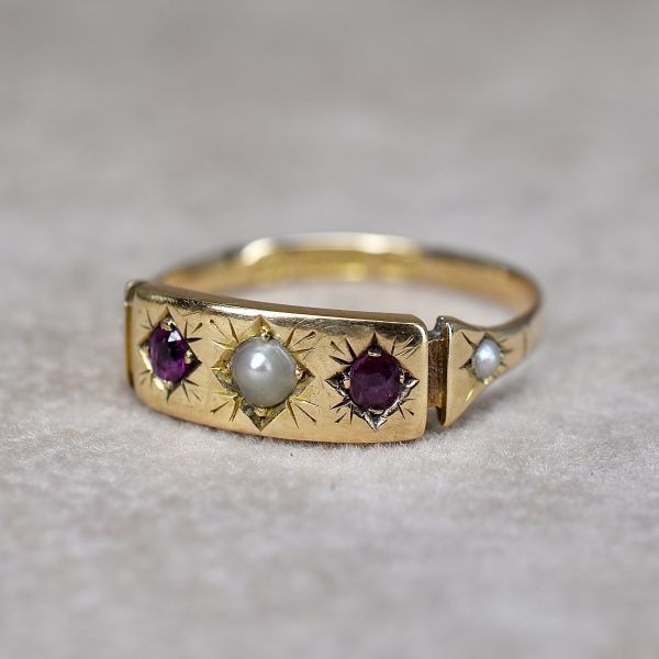 Antique Garnet & Pearl Ring