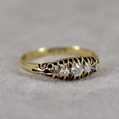 Antique Old Euro Five Stone Ring