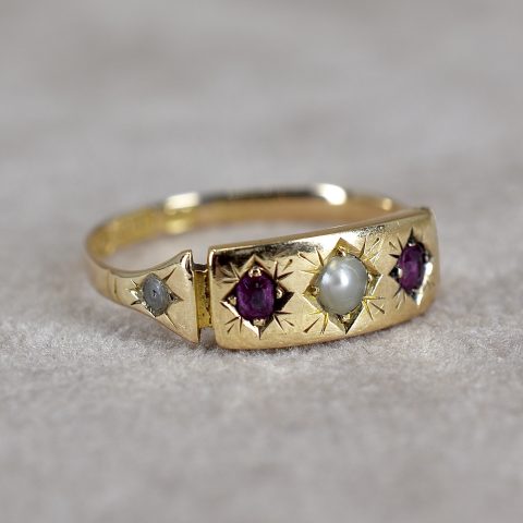 Antique Garnet & Pearl Ring