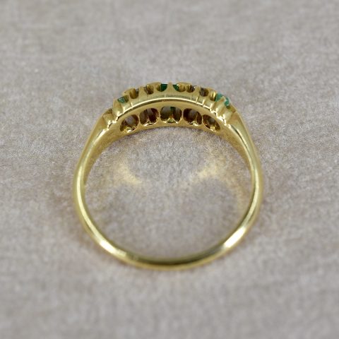 Antique Emerald & Diamond Boat Ring