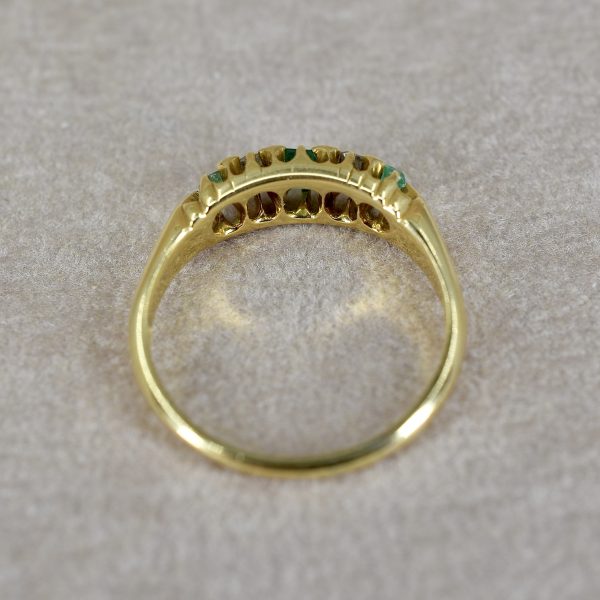 Antique Emerald & Diamond Boat Ring
