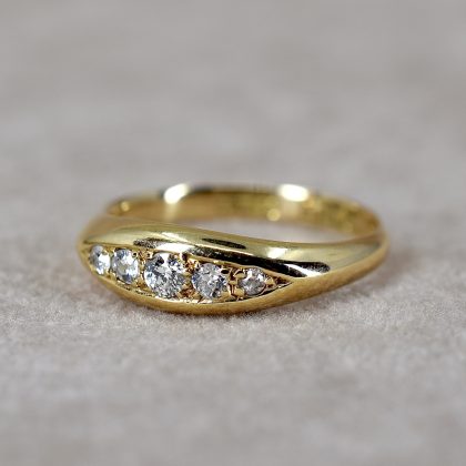 Antique Old Euro Diamond Boat Ring