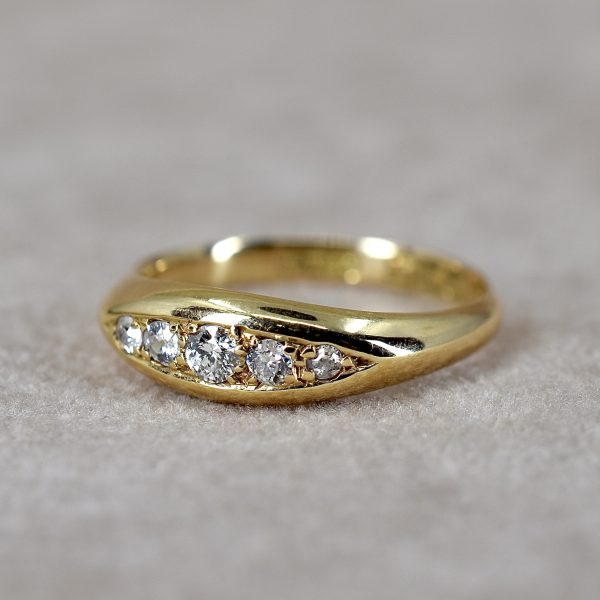 Antique Old Euro Diamond Boat Ring