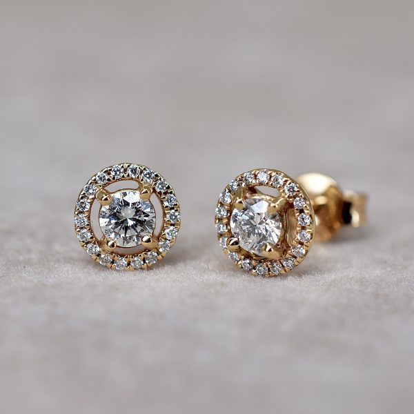 Halo Diamond Stud Earrings