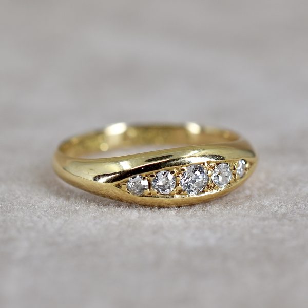 Antique Old Euro Diamond Boat Ring