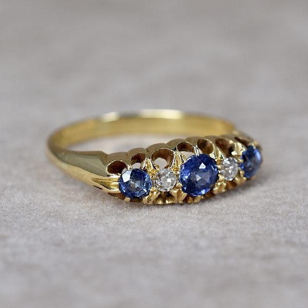 Antique Sapphire & Diamond Boat Ring