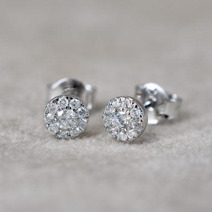 Halo Diamond Stud Earrings
