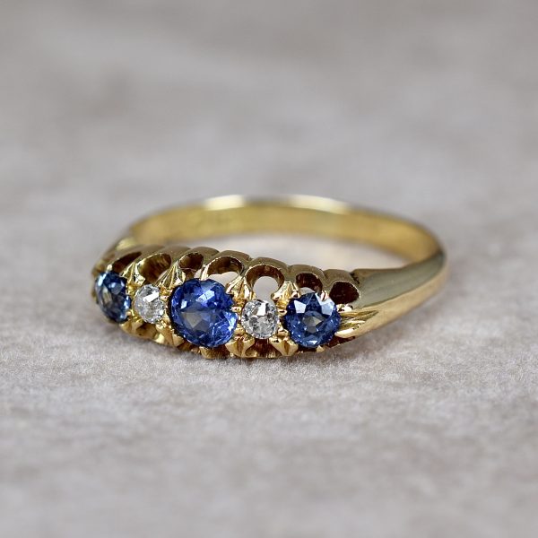 Antique Sapphire & Diamond Boat Ring