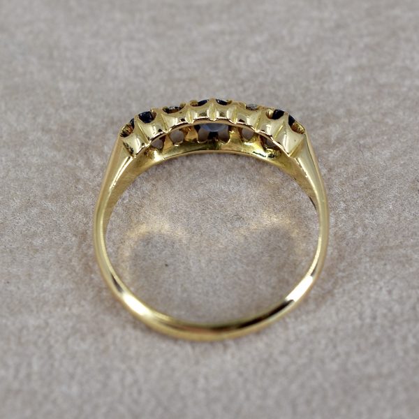Antique Sapphire & Diamond Boat Ring