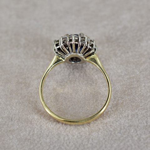 Vintage Sapphire & Diamond Oval Cluster