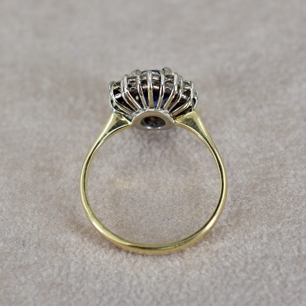 Vintage Sapphire & Diamond Oval Cluster
