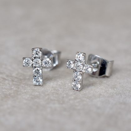 Cross Diamond Stud Earrings