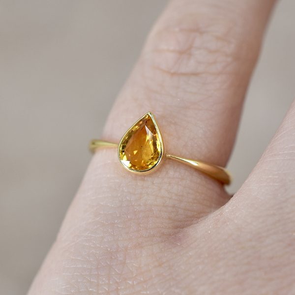 Pear Cut Yellow Sapphire Ring