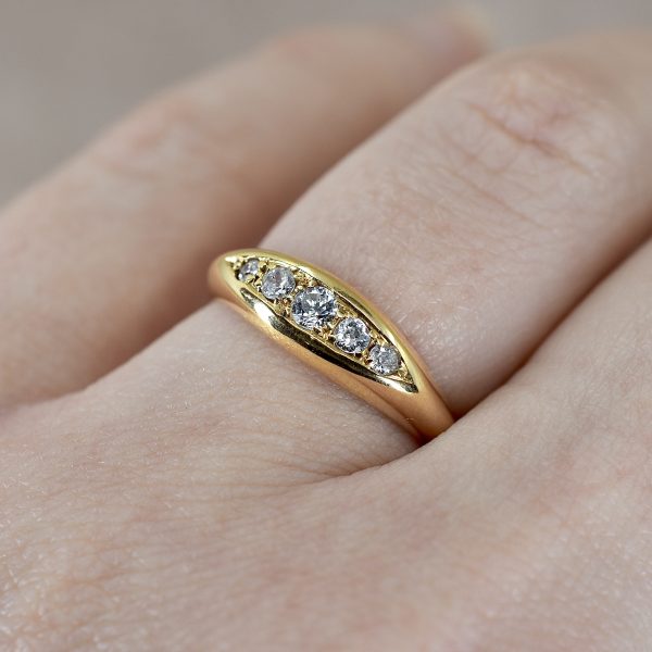 Antique Old Euro Diamond Boat Ring