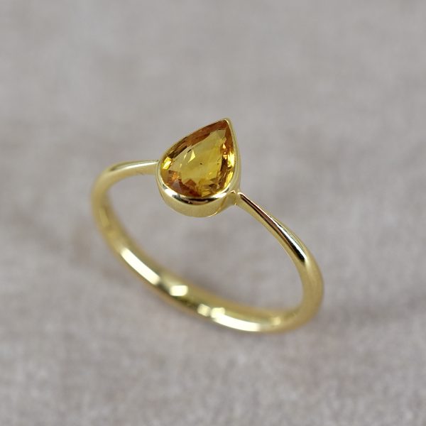 Pear Cut Yellow Sapphire Ring