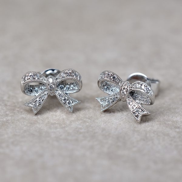 Bow Diamond Stud Earrings