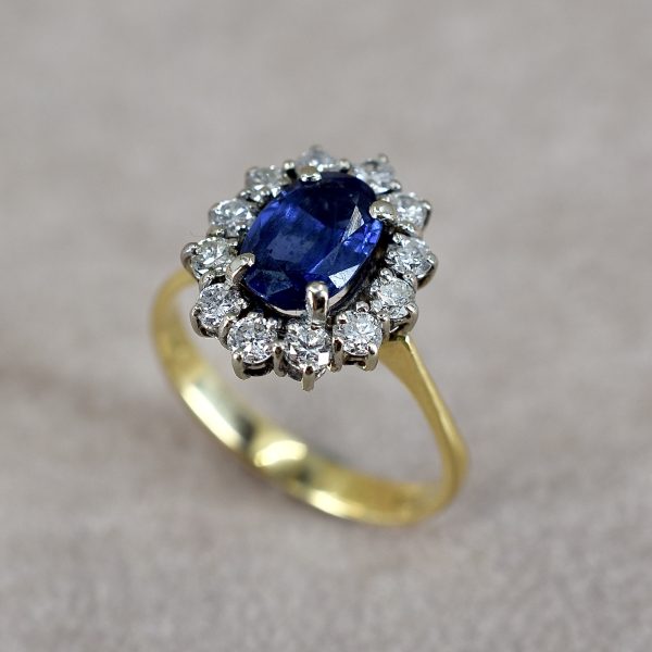Vintage Sapphire & Diamond Oval Cluster