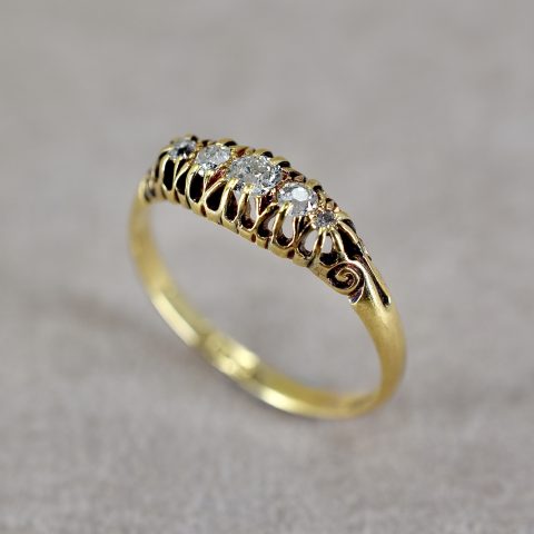 Antique Old Euro Five Stone Ring