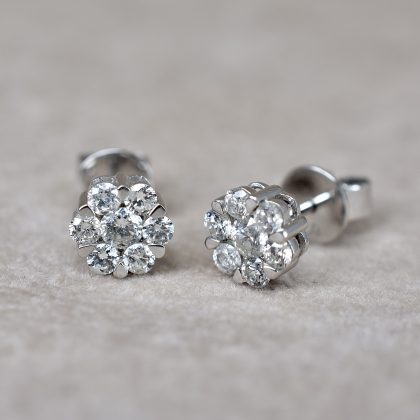 Daisy Cluster Diamond Stud Earrings