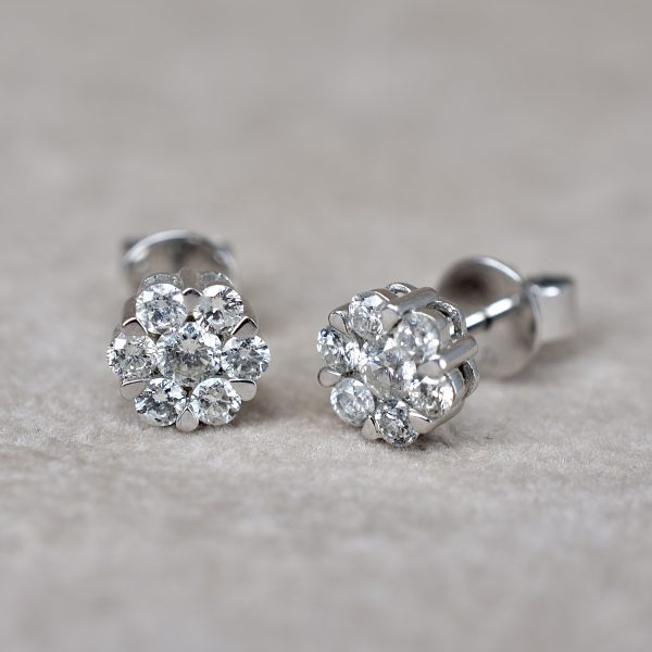 Daisy Cluster Diamond Stud Earrings