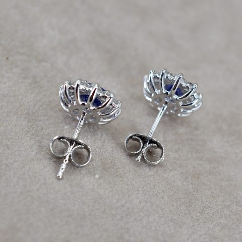 Oval Cluster Sapphire and Diamond Studs