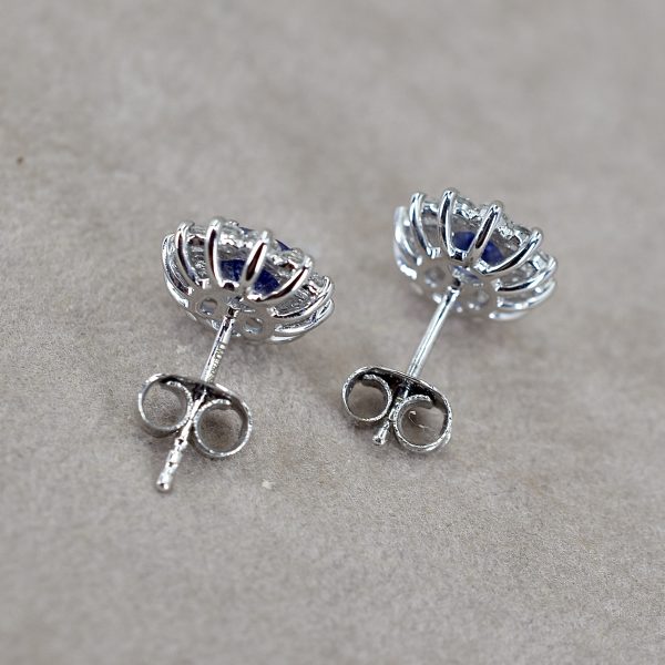 Oval Cluster Sapphire and Diamond Studs
