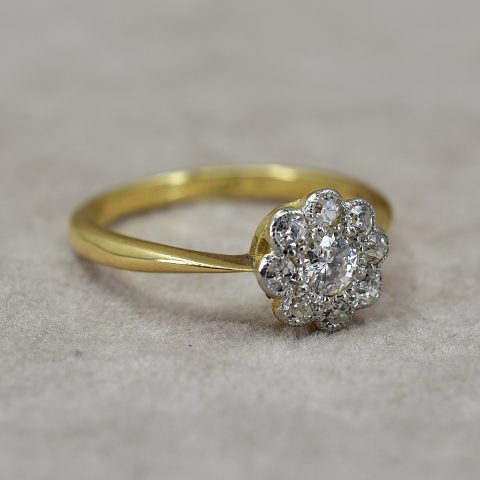 Vintage Diamond Flower Cluster Ring