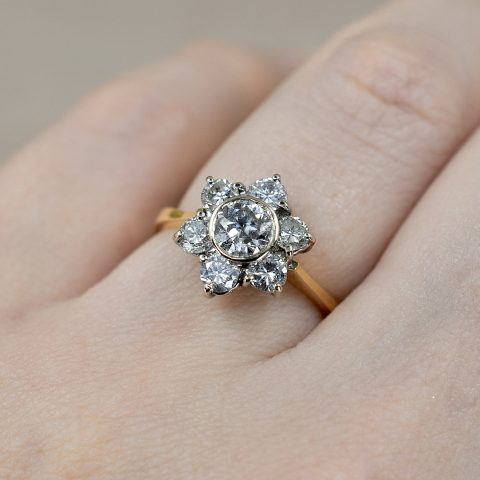 Vintage Diamond Flower Cluster Ring