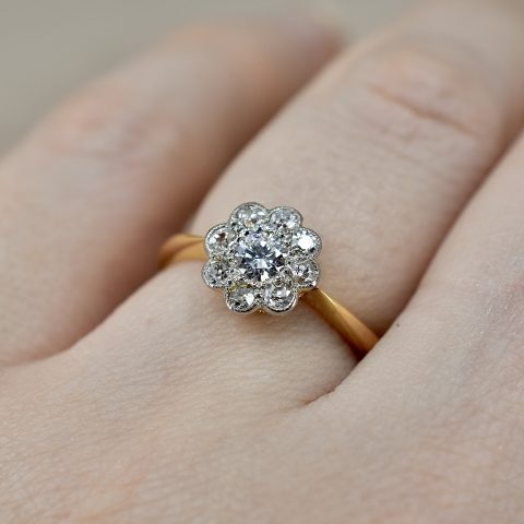 Vintage Diamond Flower Cluster Ring