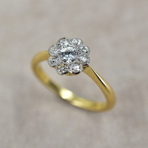 Vintage Diamond Flower Cluster Ring