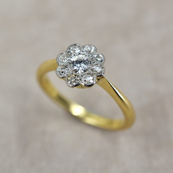 Vintage Diamond Flower Cluster Ring