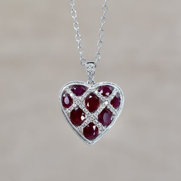 Vintage Ruby & Diamond Heart Necklace