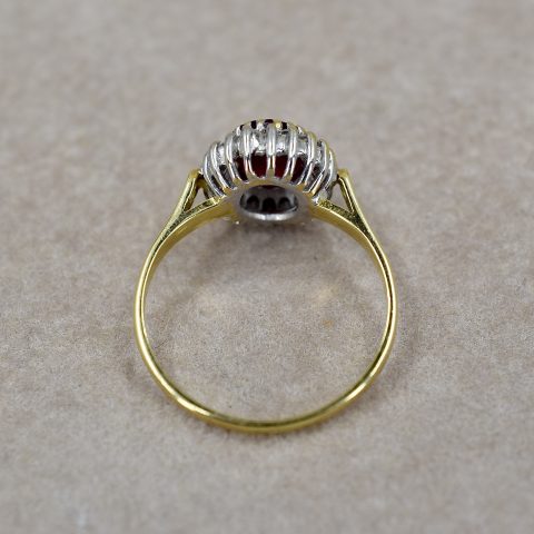 Vintage Ruby & Diamond Oval Cluster Ring