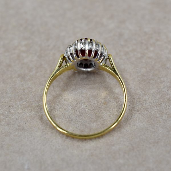 Vintage Ruby & Diamond Oval Cluster Ring