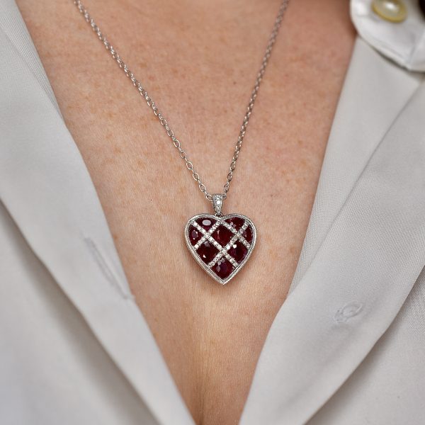 Vintage Ruby & Diamond Heart Necklace