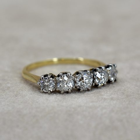 Vintage Old Euro Five Stone Ring