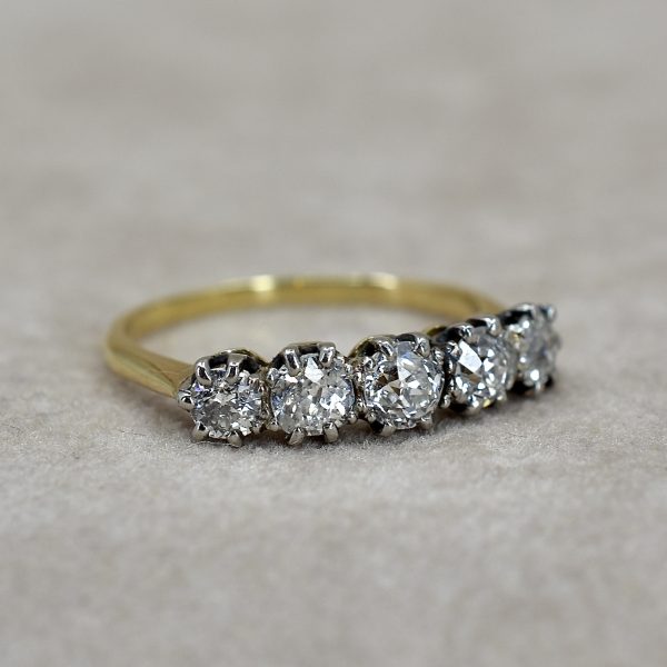 Vintage Old Euro Five Stone Ring
