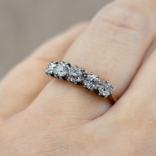 Vintage Old Euro Five Stone Ring