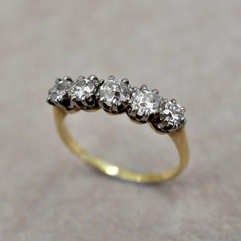 Vintage Old Euro Five Stone Ring